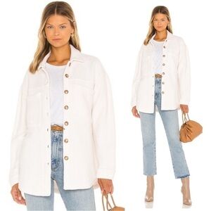 NEW Revolve Large Monrow Teddy Fleece Shacket Ivory Shirt Jacket Ruby Cotton